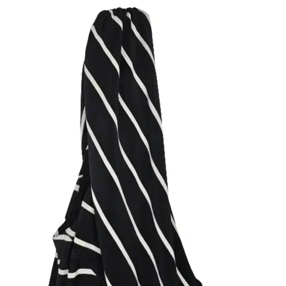 Lauren Ralph Lauren One Shoulder Black Cream Striped Side Ruched Sheath Dress 12 - Picture 7 of 9